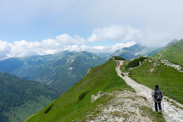 hiking in the mountains