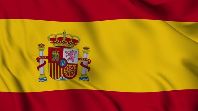 A beautiful view of the Spain flag video. 3d flag-waving video. Spain flag 4K resolution.