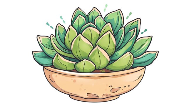 green succulent plant in pot clip art preview
