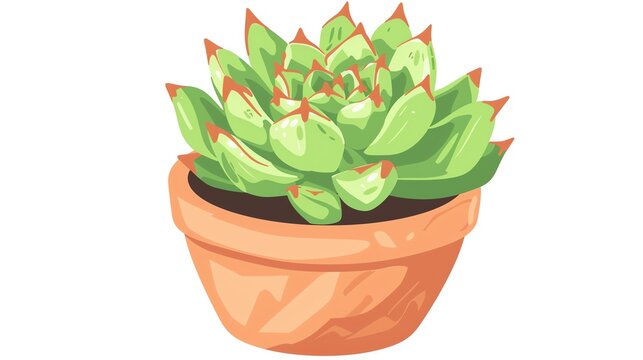 green succulent plant in orange pot clip art preview