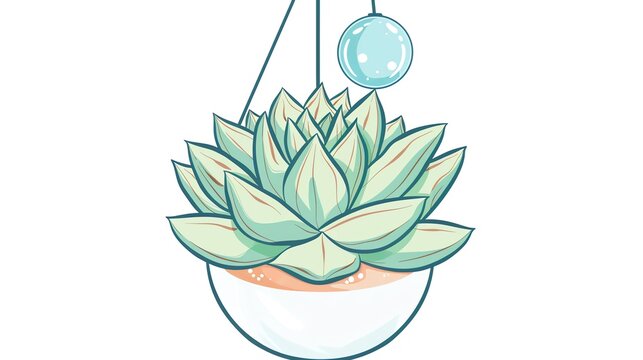 hanging succulent plant with blue orb clip art preview