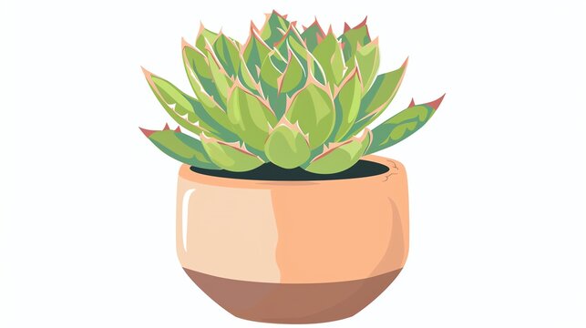 green succulent plant in orange pot clip art preview