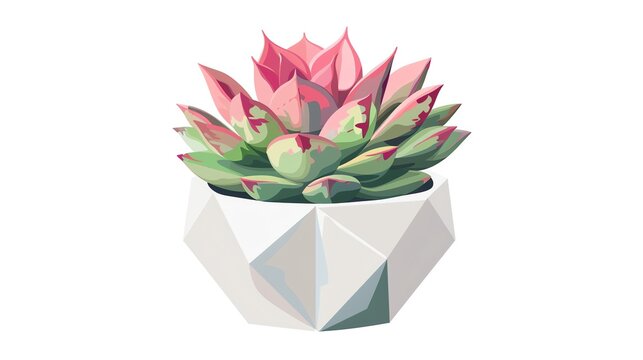 pink succulent plant in geometric pot clip art preview