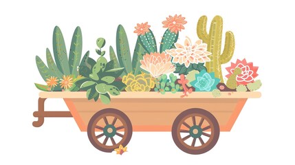 Create a clipart of a Succulent arrangement in a geometric terrariumin a kawaii style, simplified to feature fewer elements for a cleaner look, Use a color palette that is appealing to children