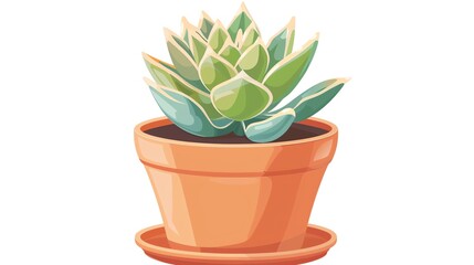 Fototapeta premium a clipart of a Succulent plant with colorful rosette leavesin a kawaii style, simplified to feature fewer elements for a cleaner look, Use a color palette that is appealing to children,