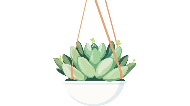 hanging succulent plant in white pot clip art preview