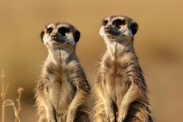 Two Meerkat Looking Up.