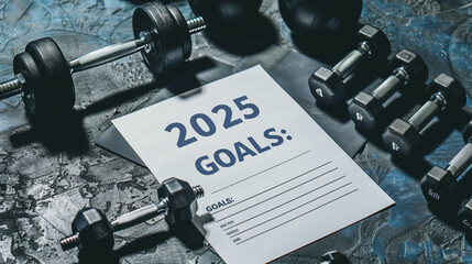 gym training greeting card mockup, top down view to do goals list