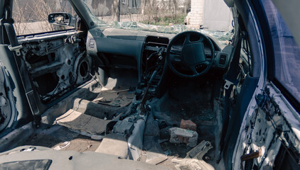 destroyed building in a city lost in the war in Ukraine