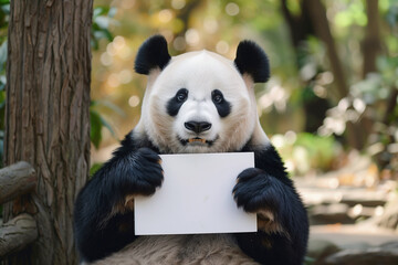 Obraz premium panda with a sign