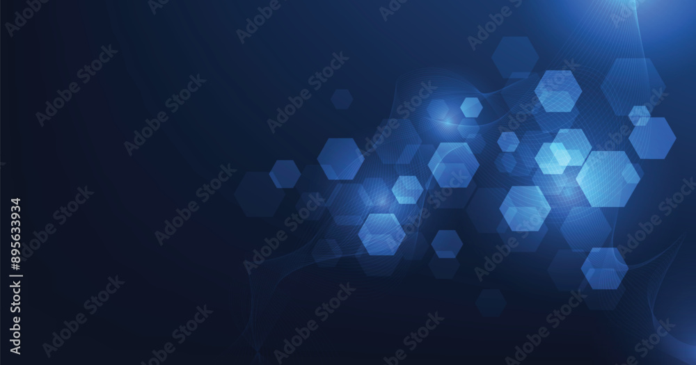Leinwandbilder vector hexagon technology background. abstract hexagons background with lines and dots. design for s