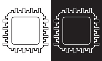 Processor chip vector icon for for graphic design, mobile app, ui,  logo, web site, social media, vector illustration.   isolated on white and black background. EPS 10