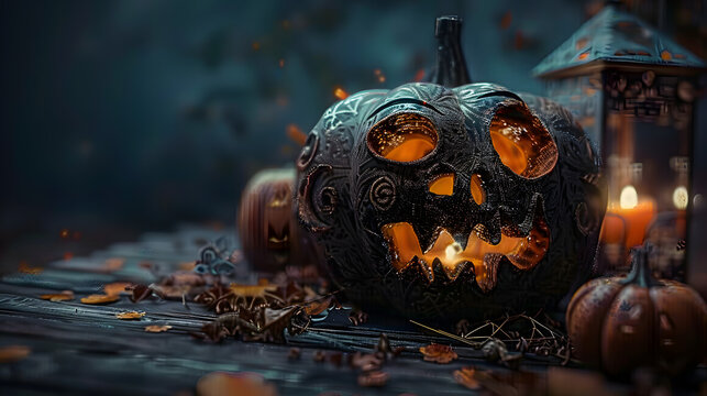 HD spooky halloween pumpkin background for videos
