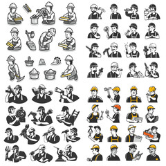 
A collection of drawings of construction workers
