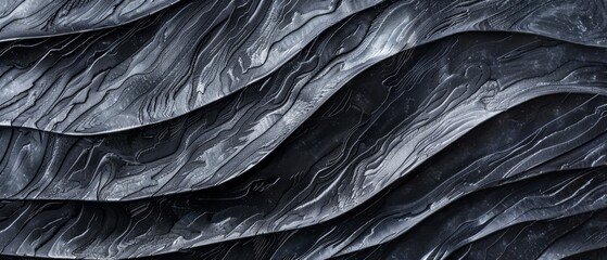 Obraz premium Panoramic close-up, high detail scan of wave-like pattern texture, Generative AI
