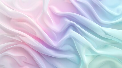 Fototapeta premium Soft pastel rainbow colored wavy silk fabric with gentle folds and smooth ripples