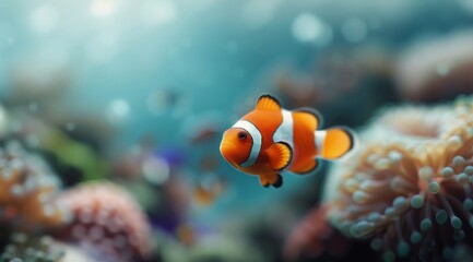Clownfish Swimming Near Coral