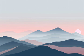 minimalist abstract mountain background template with clean lines and simple shapes