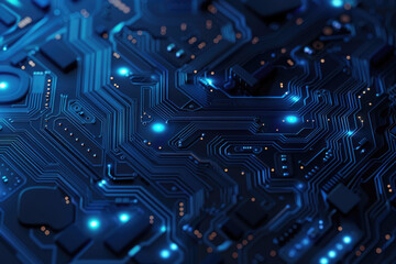 Fototapeta premium dark blue technology chip background with copy space