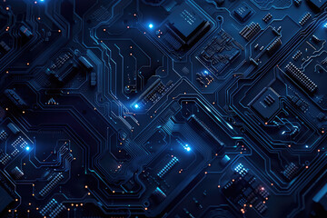 Fototapeta premium dark blue technology chip background with copy space