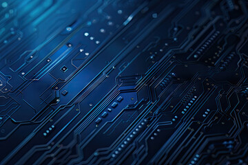 dark blue technology chip background with copy space