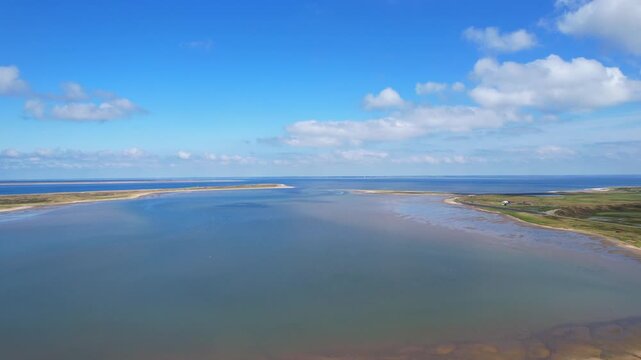 Island of Sylt - Lister Ellenbogen - rear-opening aerial view of the bay