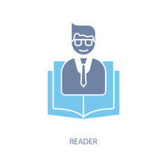 reader concept line icon. Simple element illustration. reader concept outline symbol design.