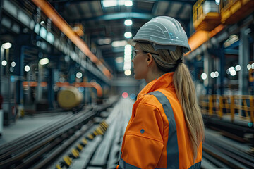 industry worker in a modern autonomous factory captured