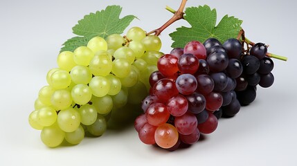 Fototapeta premium green and red grape isolated on white