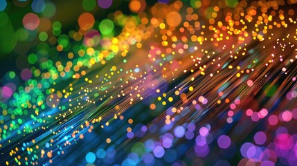 A colorful representation of data packets moving through a digital network.