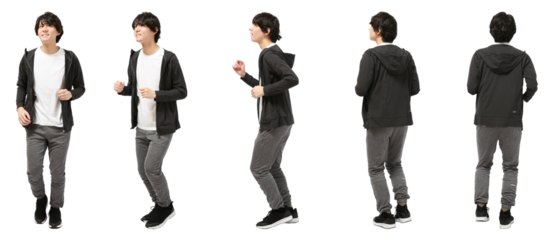 ジョギング男性　人物切り抜き5アングル