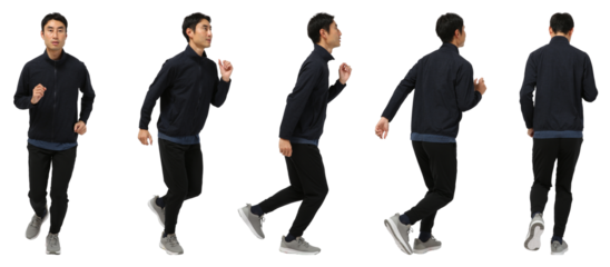 ランニング男性　人物切り抜き5アングル