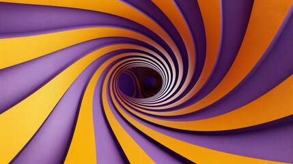 Twisting 3D lines, colorful purple and yellow background, depth and shadows, playful effect, dynamic and striking design.