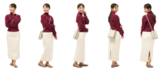 女性　人物切り抜き5アングル