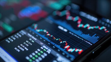 A close-up of a smartphone displaying stock market updates.