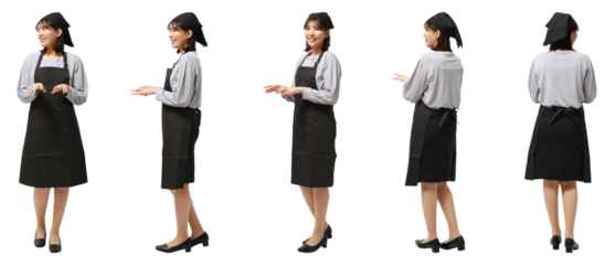 エプロンスタッフ　人物切り抜き5アングル