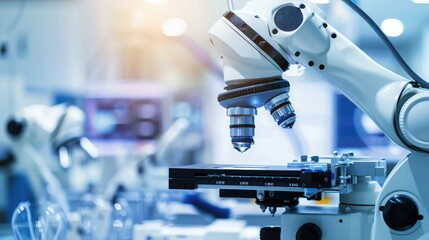 A close-up of a robotic arm performing a precise operation in a lab.