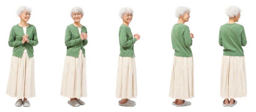 シニア女性　人物切り抜き5アングル