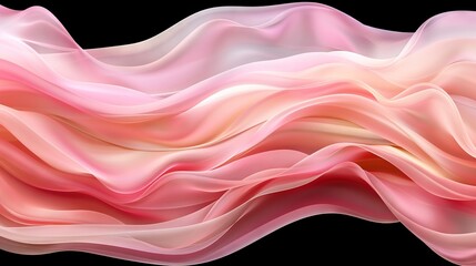 Obraz premium A pink and white fabric wave on a black background