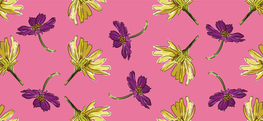 Seamless pattern leaves watercolor illustration. vector design for fashion, fabric, wallpaper and all prints on background earth tone color.
