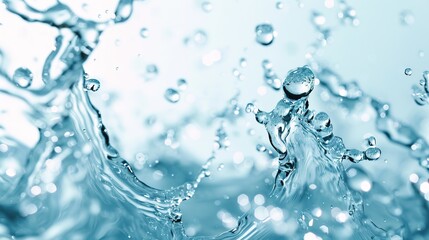   A close-up of a water droplet with a blue sky in the background