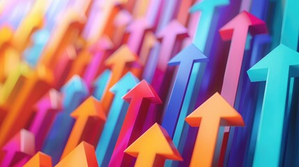 Fototapeta premium representation of a business growth chart with arrows pointing upwards.