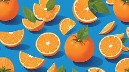 A single, bright orange placed on a vivid blue background, highlighting its zesty and refreshing nature.