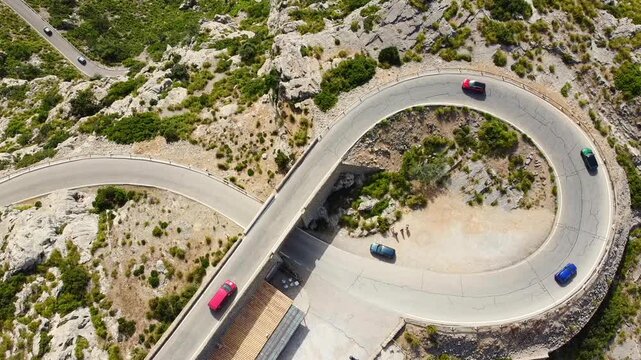 Drone View of the "Tie Knot" on Sa Calobra Road in Mallorca