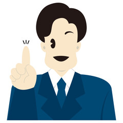 アイディアがひらめいたビジネスパーソンの男性　おしゃれなベクターイラスト