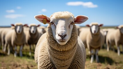 Obraz premium Isolated dike sheep is looking