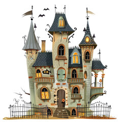 Whimsical Fairy Tale Castle Illustration PNG Transparency