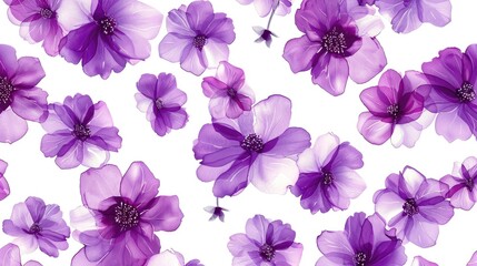 Purple flower pattern on a white backdrop, perfect for design projects, stationery, and digital art