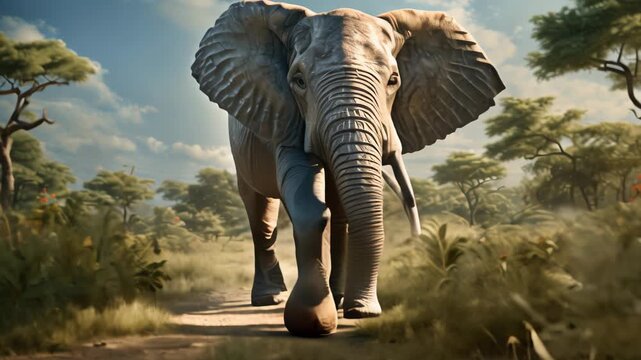 Elephant in nature Video 4K
