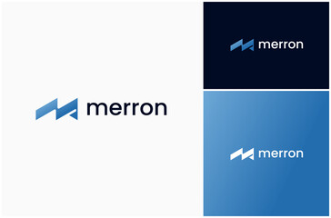 Letter M Abstract Modern Geometric Futuristic Technology Vector Logo Design Illustration